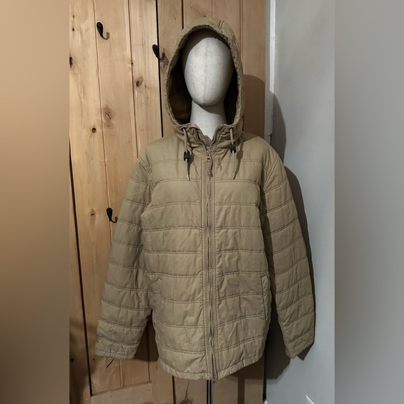 Old Navy Tan Hooded Puffer Jacket Men’s Large - Picture 2 of 9